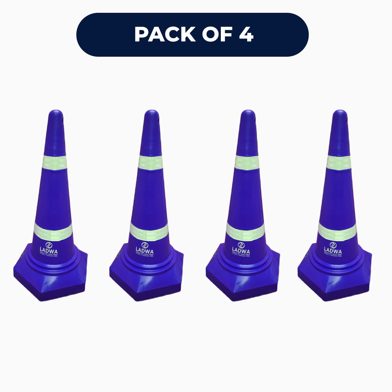 LADWA Safety Cones - Round Top-Hexa Base -Blue-4.0 Kg 750mm
(Pack -4)