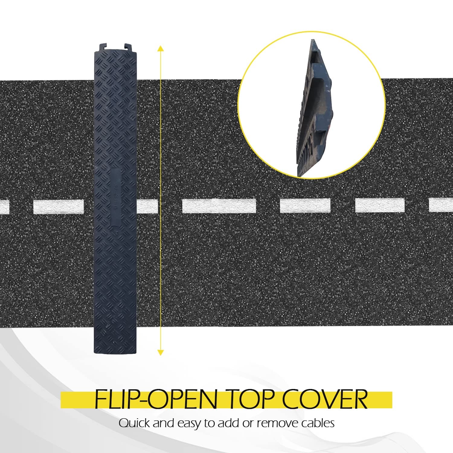 Ladwa Heavy Duty Rubber Cable Protector Bump/Hump Speed Breaker Heavy Duty Hose Cable Track Protector Protective Cover Wires Concealer Floor Cord Cover Cord Protector Black Small (Pack of - 1) view 3