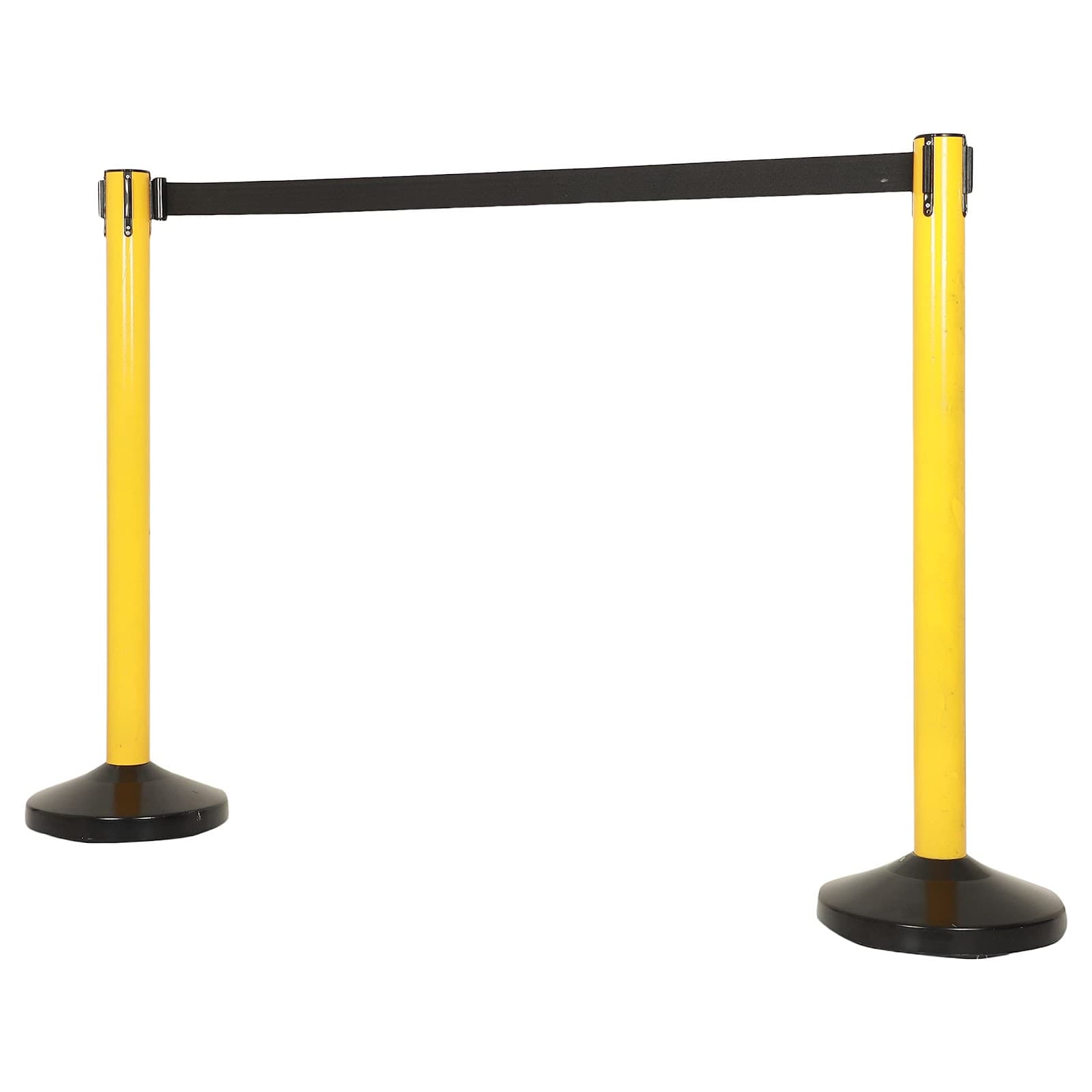 LADWA Set of 2 Q Please (Q Manager), 202 Grade Extendable 2.25 mtr Hook Type Stanchions Barrier Accessories Steel Barricade, Que Manager - Yellow view 2