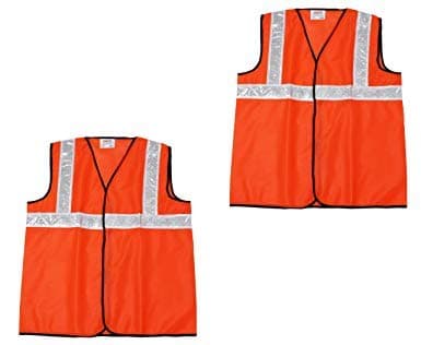 Ladwa 2 Pcs Reflective PVC Stripes Safety Jacket For Road Safety Work Wear For Men Women (Orange, Set of 2)