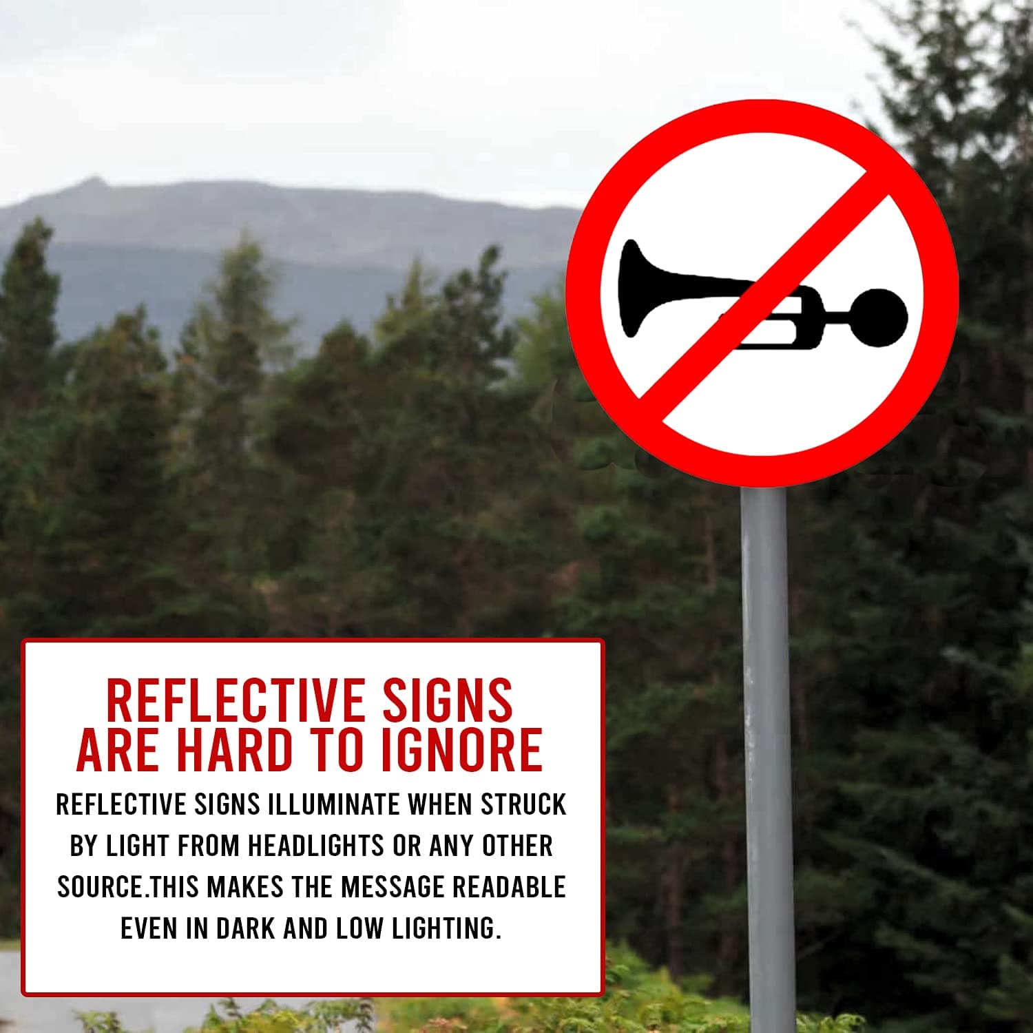 LADWA Circle Signage 600mm - Horn Prohibited view 5