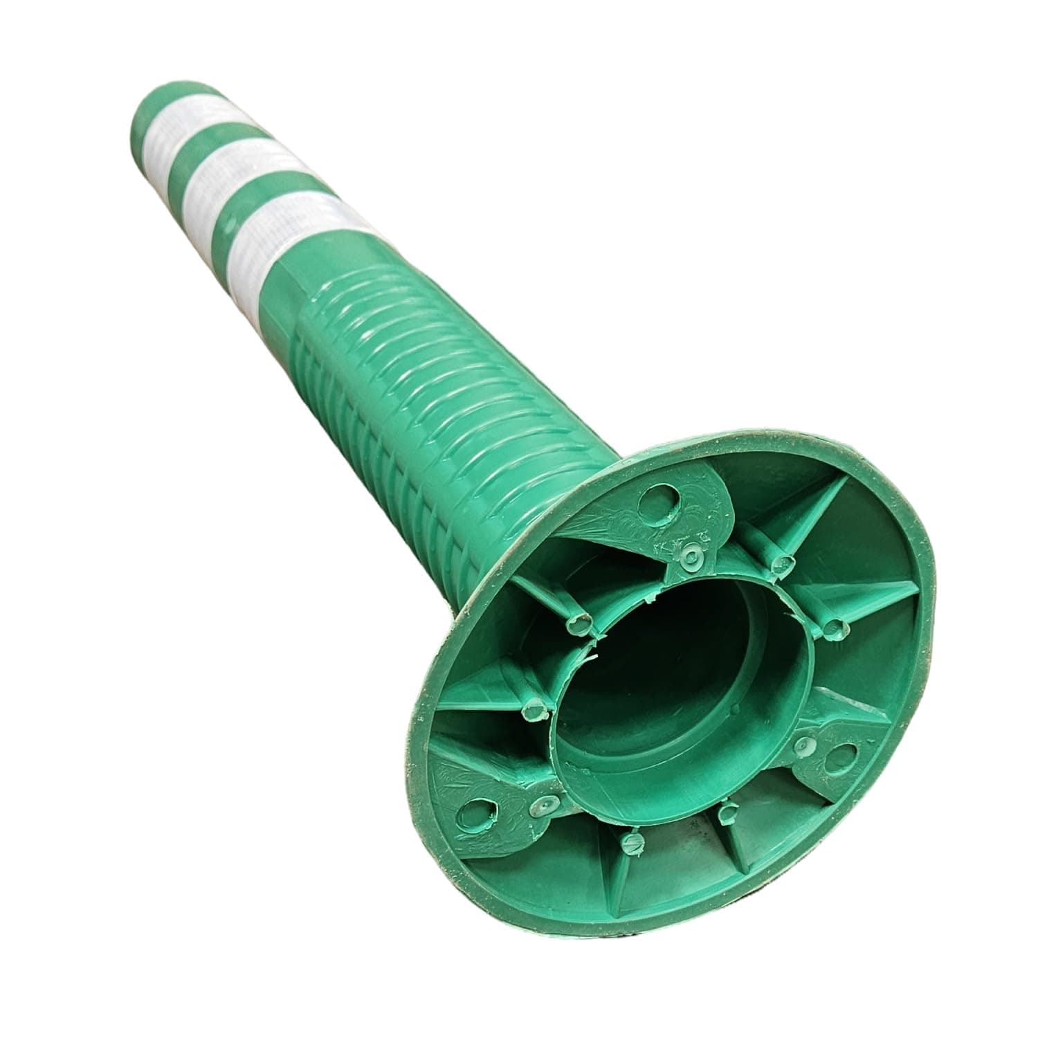 Ladwa Flexible Plastic Spring Post Green,(Pack of 2) High Grade Elastomeric Polymer Material With 3 White Reflective Tapes Easy To Install Safety T-Top Bollard Barrier Parking Block (Green). view 5