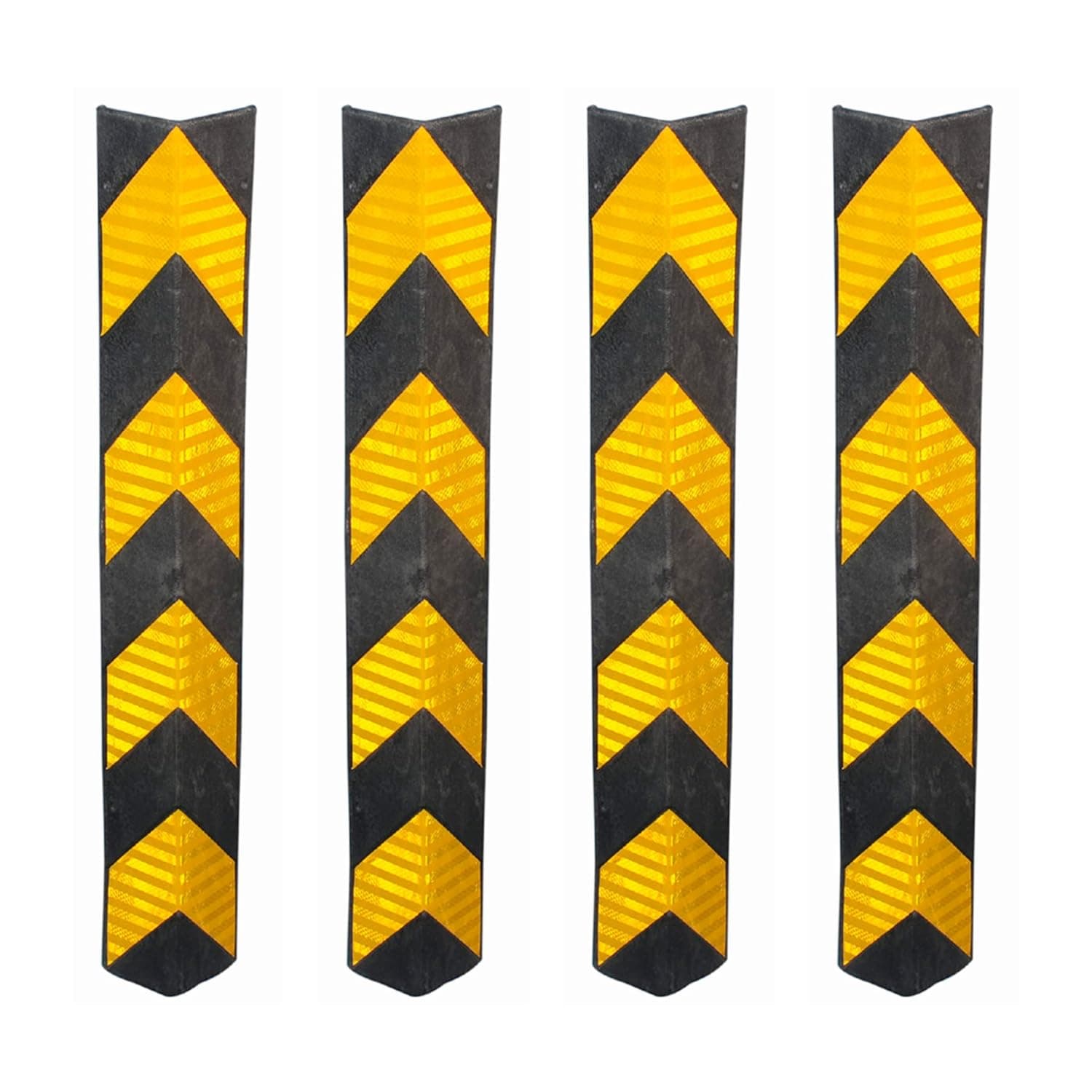 LADWA 800mm, 4 Pieces Parking Safety Pillar Guard, Rubber Corner L Shaped Guard with Yellow Reflective Tapes for High Visibility