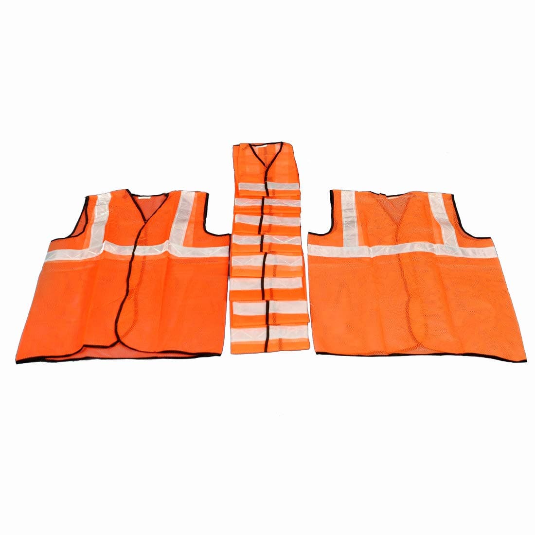 LADWA 10 Pcs Reflective PVC Stripes Safety Jacket For Road Safety Work Wear For Men Women Orange view 2