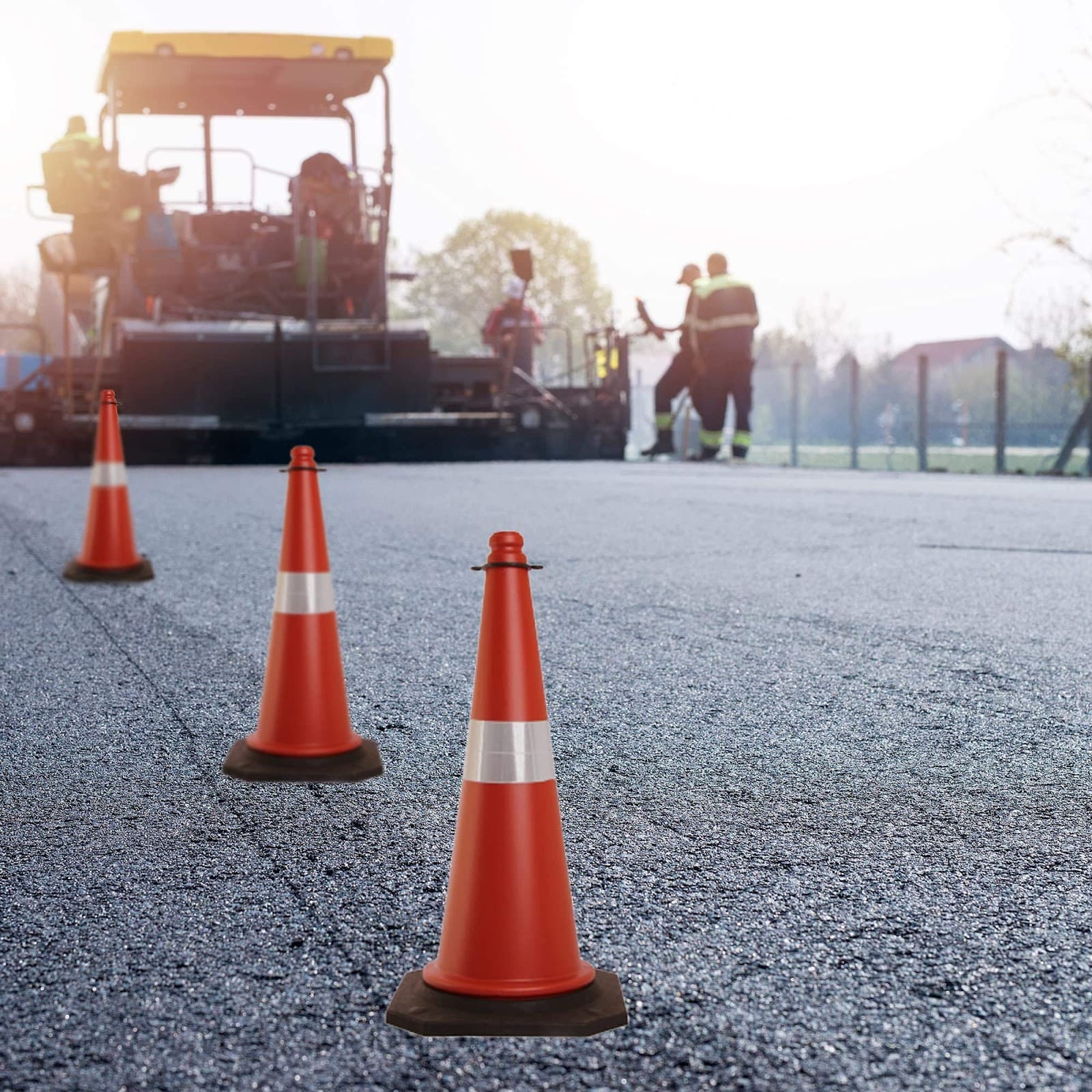 LADWA Road Traffic Cones – 750mm Height Cones with Reflective Strips, 8m Chain & 8 Hooks for Secure Barriers – Ideal for Road Safety, Construction Zones, and Parking Areas (Pack of 8) view 5