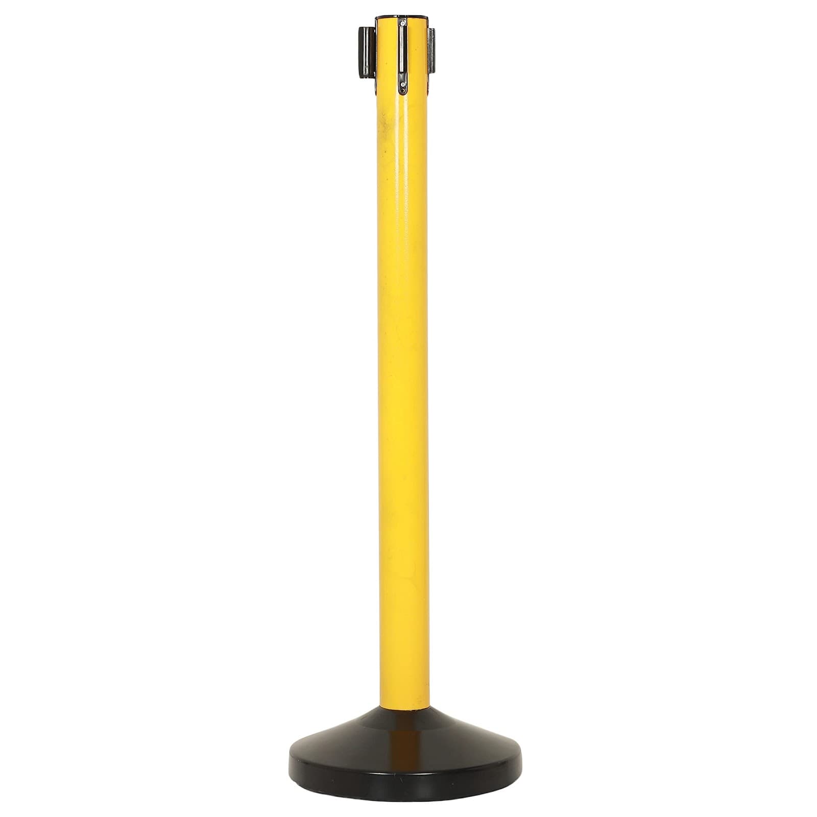 LADWA Set of 2 Q Please (Q Manager), 202 Grade Extendable 2.25 mtr Hook Type Stanchions Barrier Accessories Steel Barricade, Que Manager - Yellow view 3