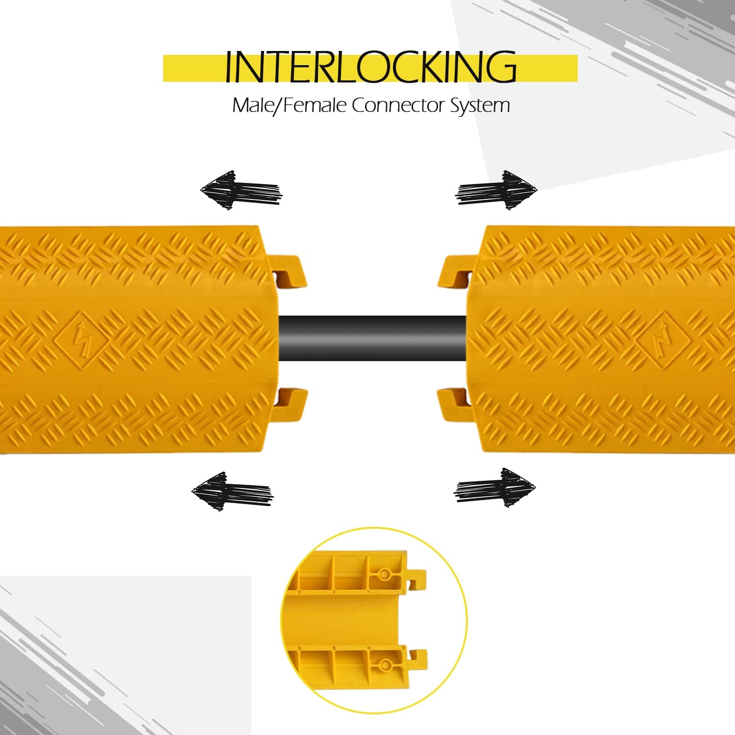 Ladwa Heavy Duty Rubber Cable Protector Bump/Hump Speed Breaker Heavy Duty Hose Cable Track Protector Protective Cover Wires Concealer Floor Cord Cover Cord Protector Yellow Big Pack of - 2 view 4