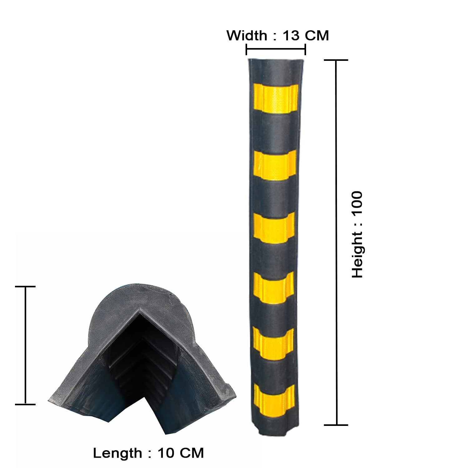 LADWA 1000mm, 95 Pieces Parking Safety Pillar Guard, Rubber Corner Bounce Shaped Guard with Yellow Reflective Tapes For High Visibility view 3
