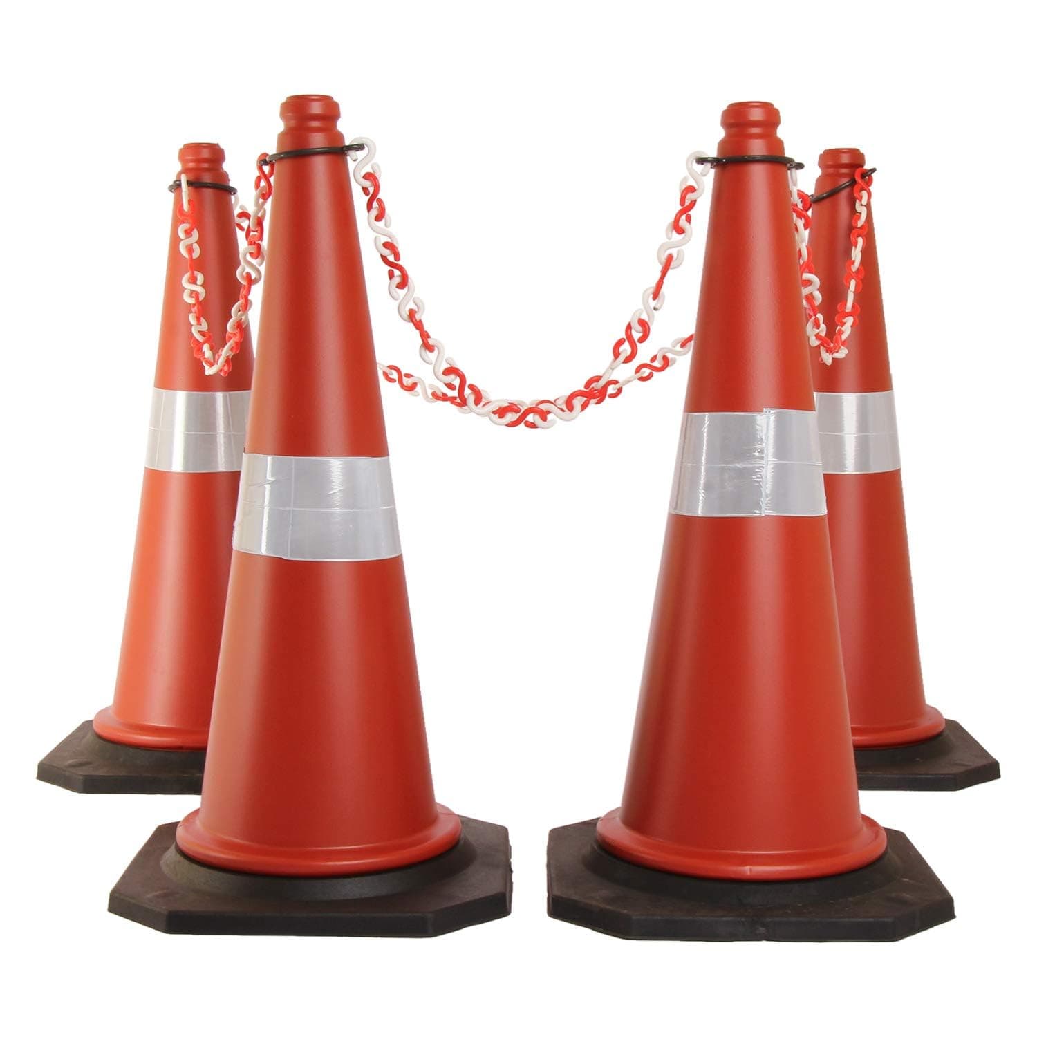 LADWA 750mm Combo of Impact Resistant Road 10 Traffic Safety Cones + 10 mtr chain + 10 Hooks with Reflective Strips Collar For Road Attention view 2