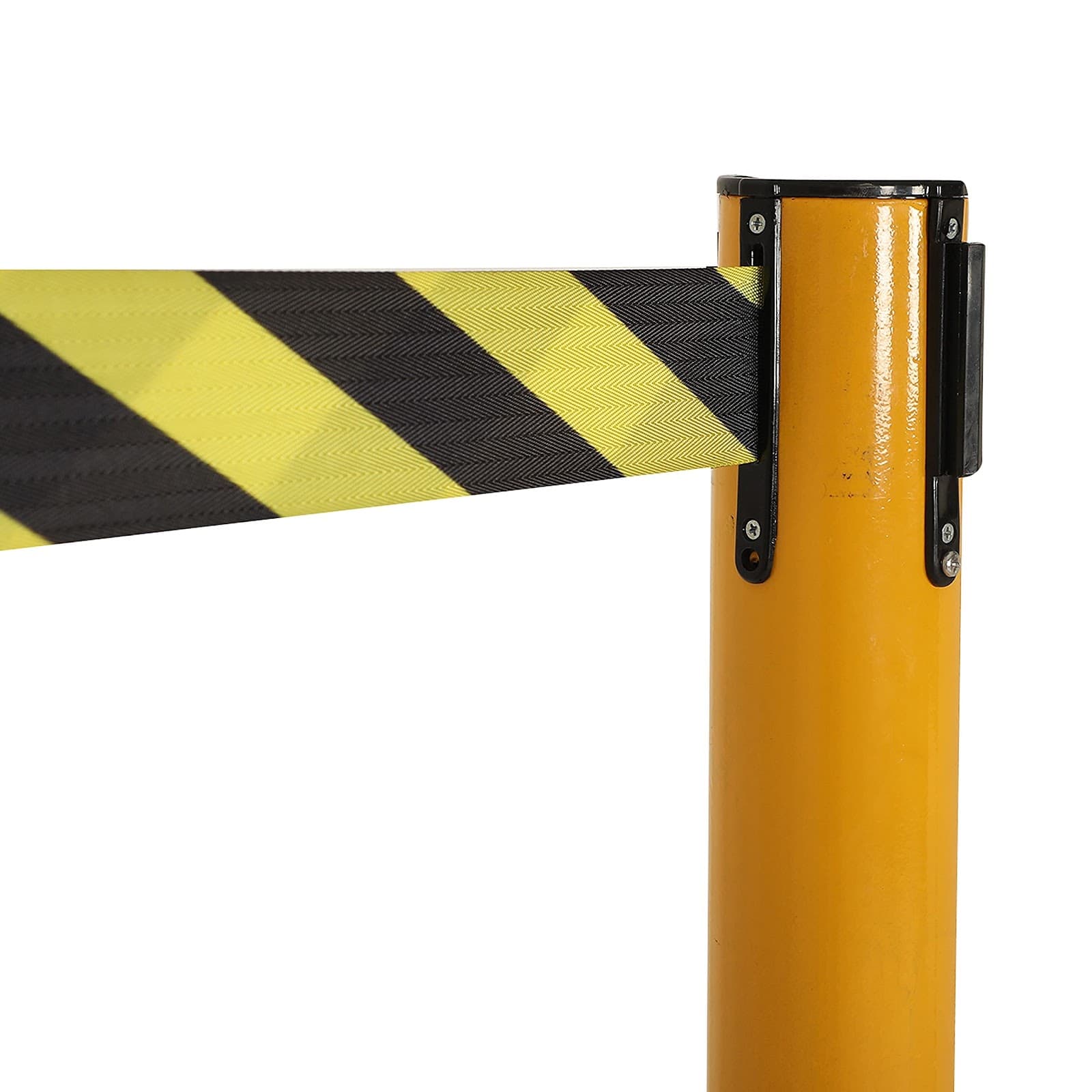 LADWA Set of 2 Q Please (Q Manager), 202 Grade Extendable 2.25 mtr Hook Type Stanchions Barrier Accessories Steel Barricade, Que Manager - Yellow & Black view 2