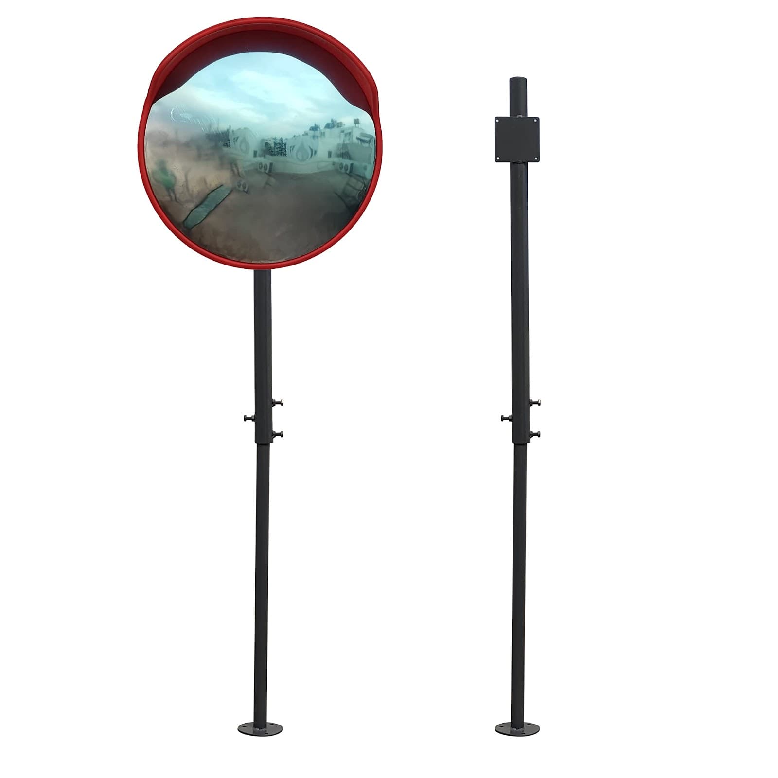 Ladwa Height Adjustable Grouting (Anchor Bolting) Grey Pole 3Inch With 32 Inch Convex Mirror (One Pole & One 32 Inch Mirror)