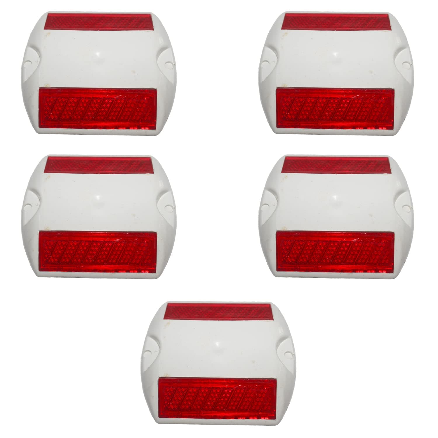 LADWA Road Reflectors Street Pavement & Asphalt Stud Markers | Great Reflecting for Speed Bumps, Sidewalks, Pedestrian Crossings, Freeways & Driveways | Industrial Grade (White) Pack of 5