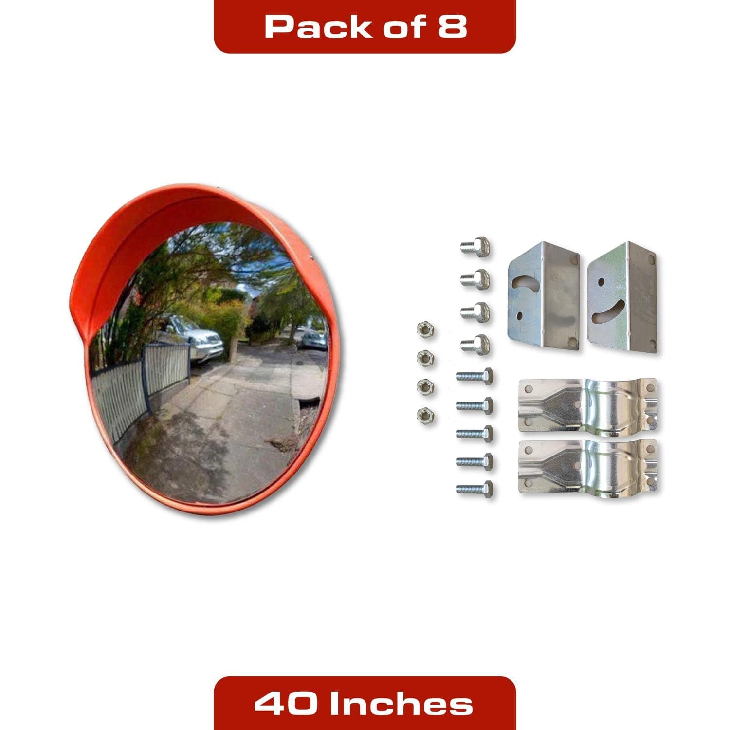 LADWA Parking Safety Convex Mirror with Adjustable Fixing Bracket (Orange, Diameter 40 Inches / 100 CM) P8 view 3