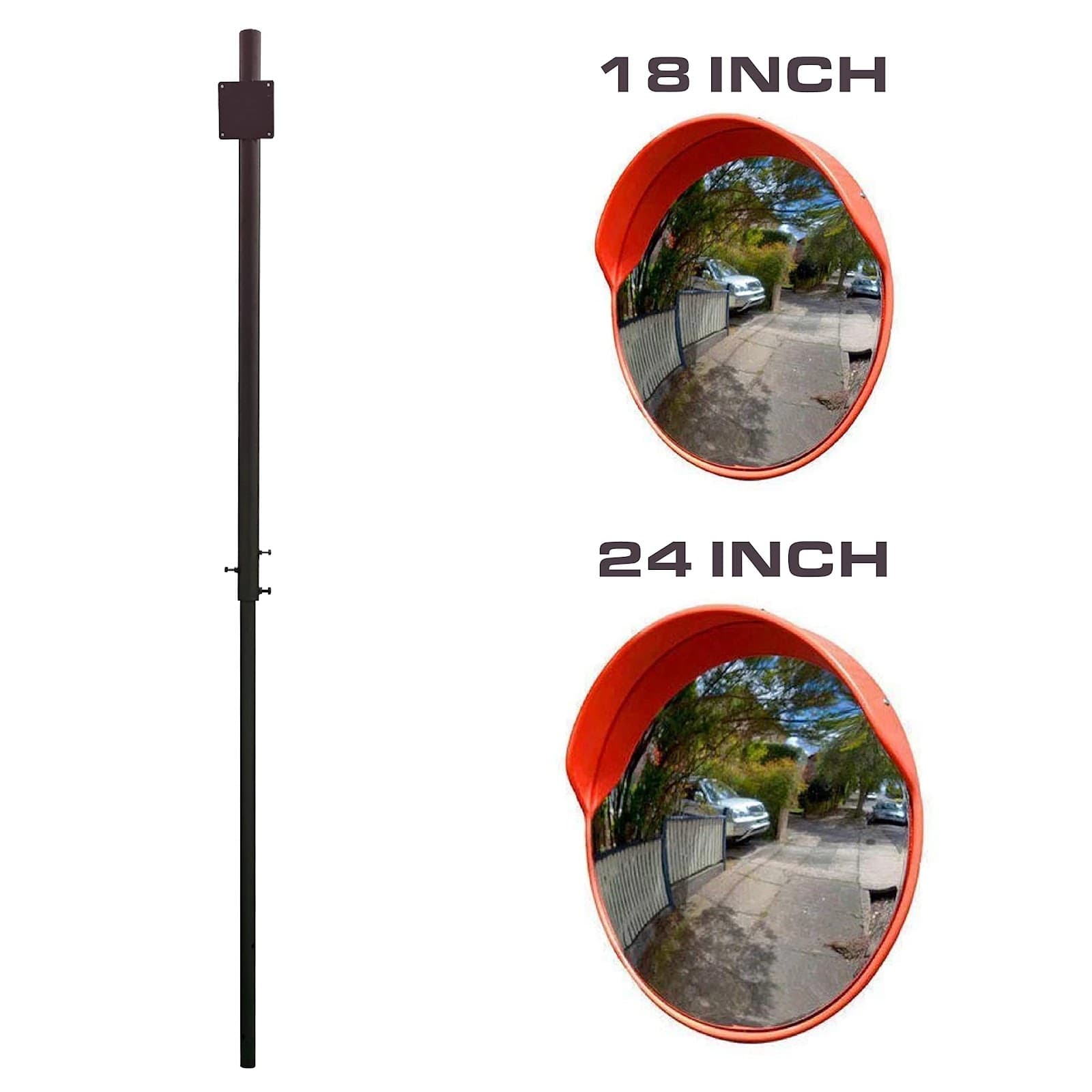 Ladwa Height Adjustable Grouting (Anchor Bolting) Black Pole For Safety 18Inch, 24Inch Convex Mirror & Road/Other Signboards (Pack of 2) view 3