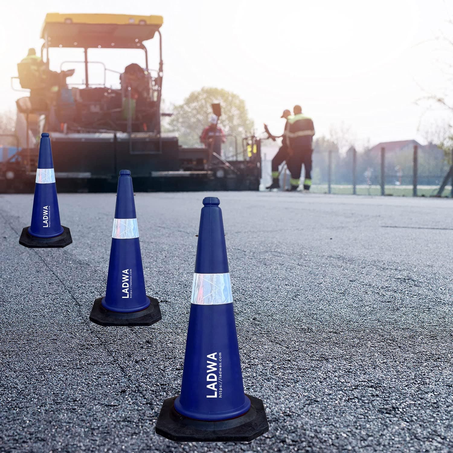 LADWA 750mm Combo of Impact Resistant Road 1 Traffic Safety Blue Cones + 1 mtr chain + 1 Hooks. view 2