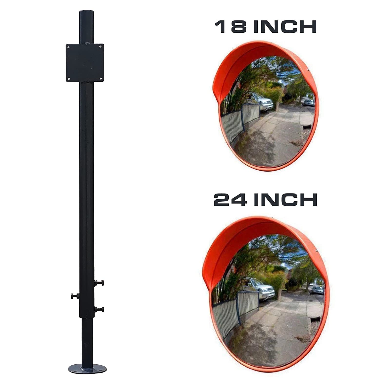 Ladwa Height Adjustable Grouting (Anchor Bolting) Black Pole For Safety 18Inch, 24Inch Convex Mirror & Road/Other Signboards view 2