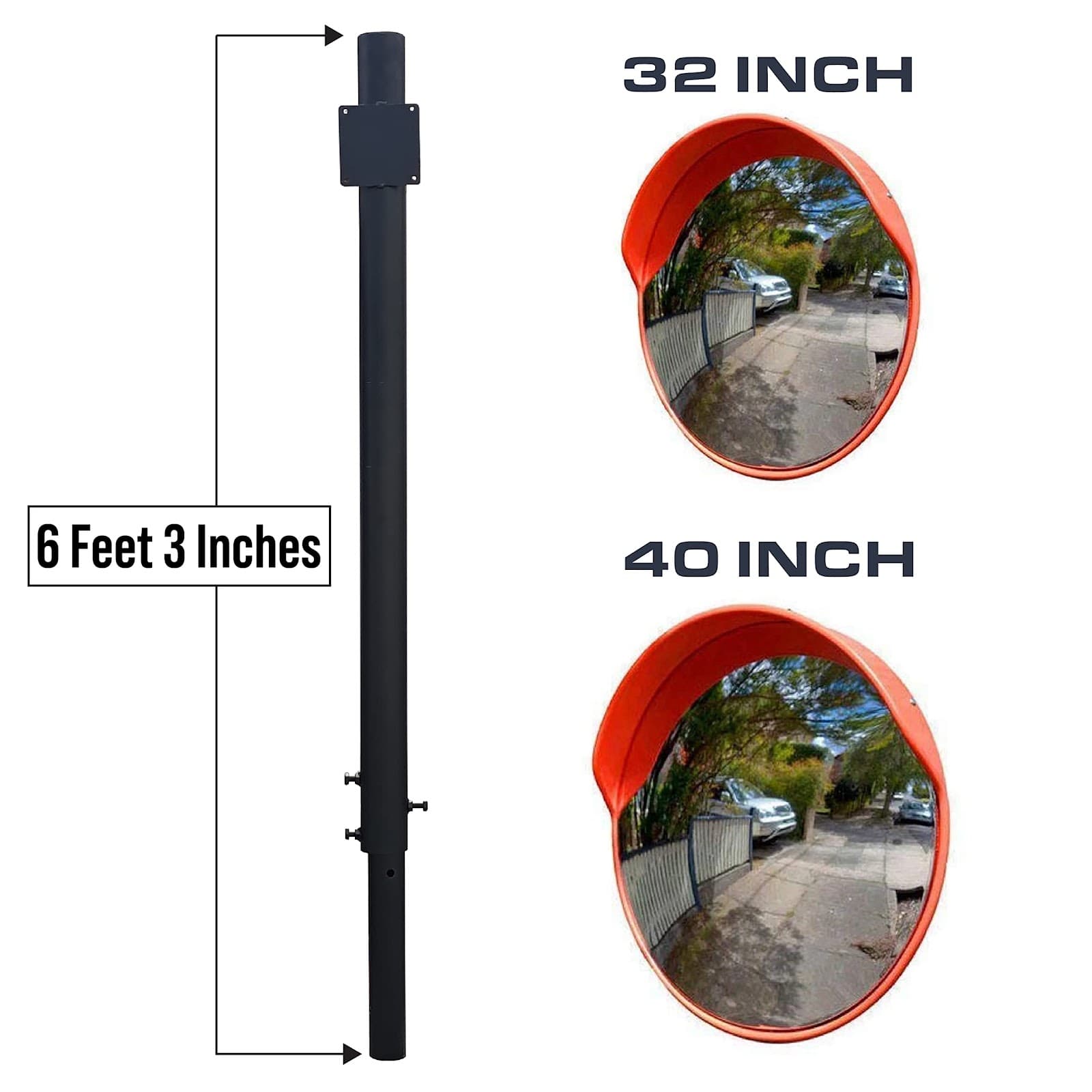 Ladwa Height Adjustable Concreting (Cement/Jelly Mix) Black Pole For Safety 32Inch, 40Inch Convex Mirror & Road/Other Signboards P-2 view 3