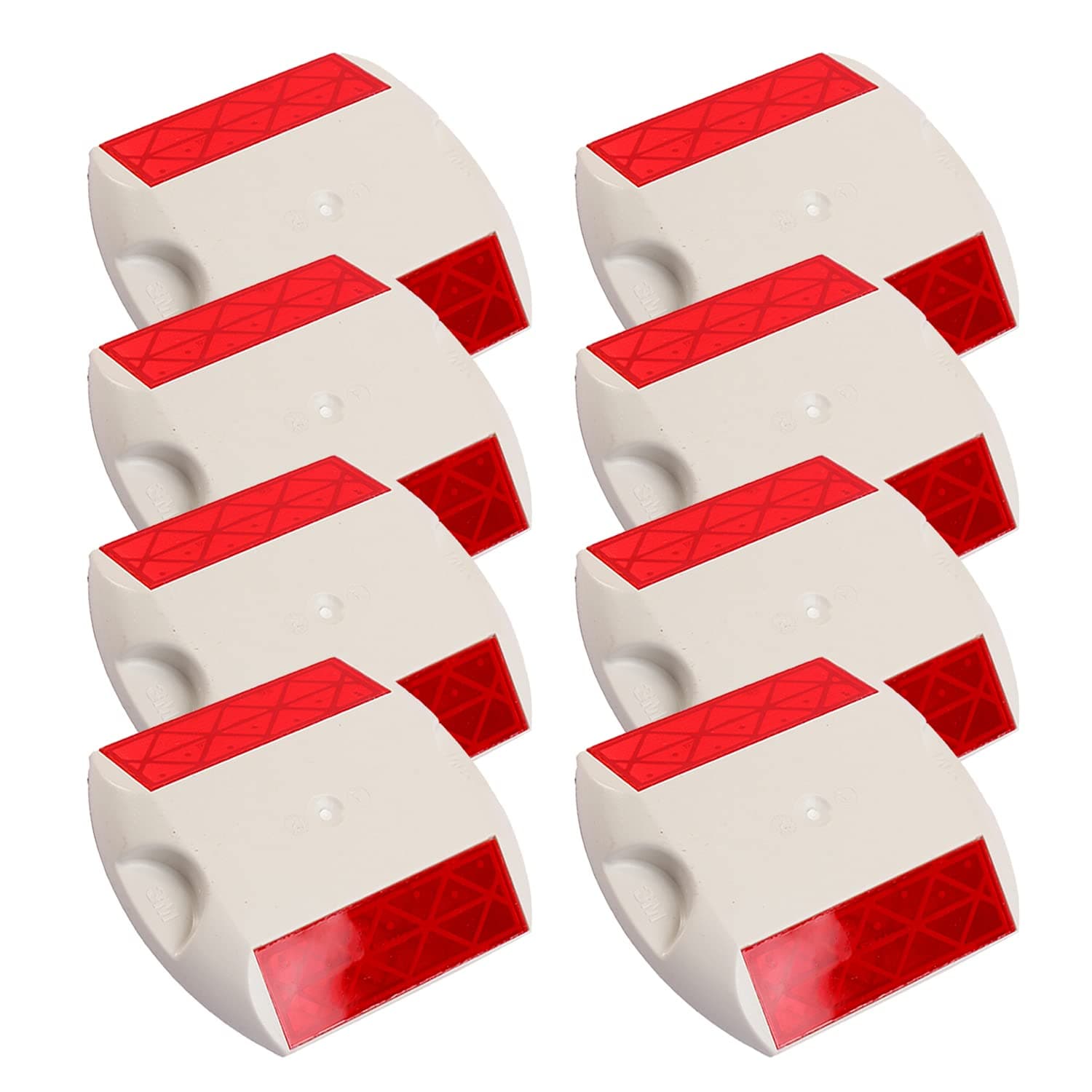 LADWA 100 Pieces White Road Studs/Reflectors (10cm x 9cm), Great Reflecting for Speed Bumps, Sidewalks, Pedestrian Crossings, Freeways & Driveways (White)