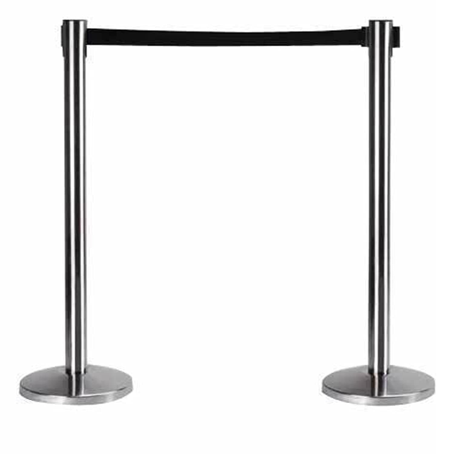 LADWA Set of 4 Silver Finish Q Please (Q Manager) with Blue Velvet Rope for Ensuring Social Distancing, Queue Manager with 1.5m Rope, Barricade, Stanchions (Set of 4 Pillar and 2 Rope) view 4