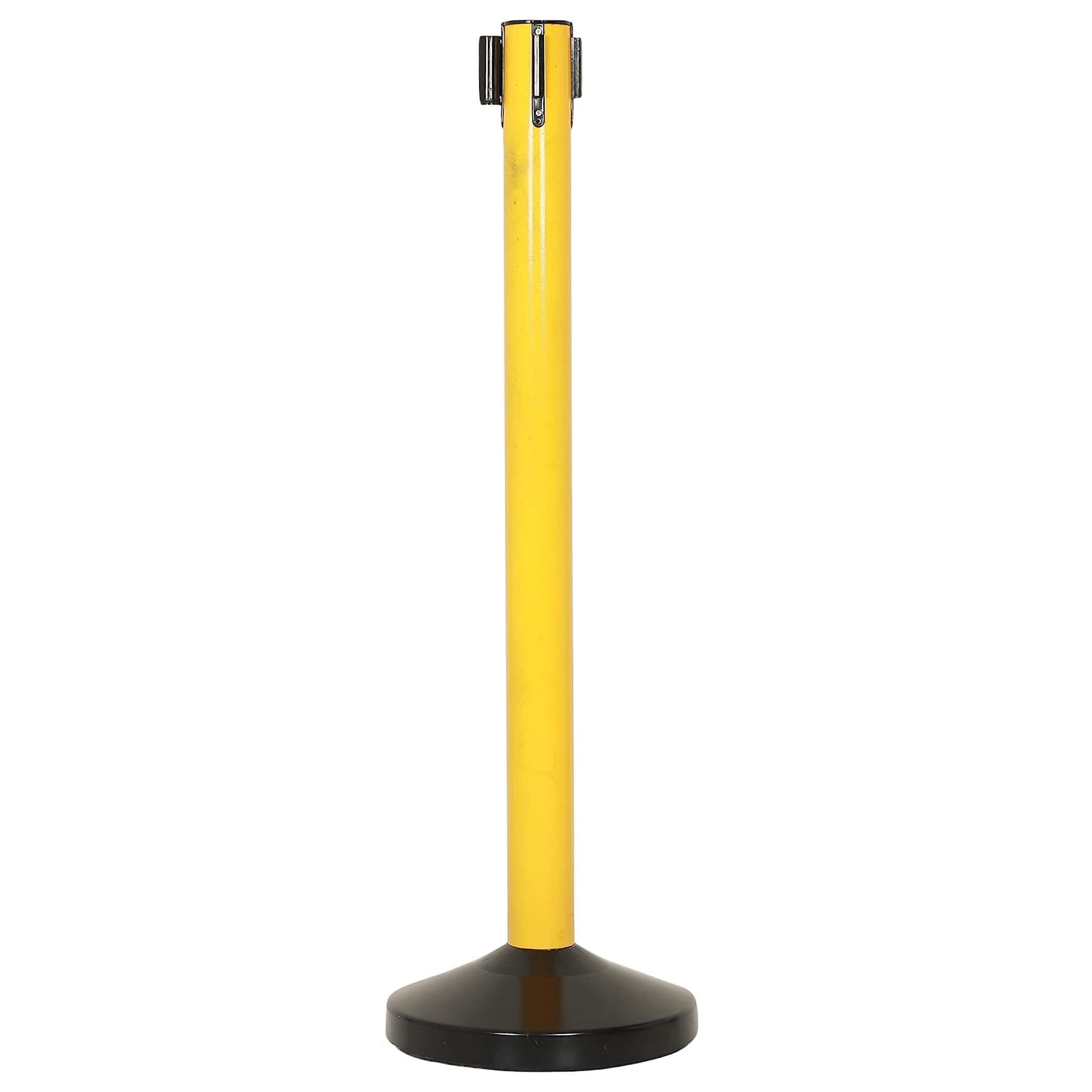 LADWA Set of 4 Q Please (Q Manager), 202 Grade Extendable 2.25 mtr Hook Type Stanchions Barrier Accessories Steel Barricade, Que Manager - Yellow & Black view 4