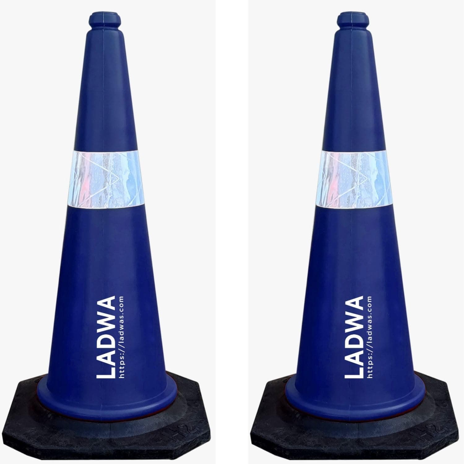 LADWA Road Safety Cone 750mm Combo Pack of Impact Resistant Road Traffic Safety 2 Blue Cones + 2 Meter chain + 2 Hooks with Black Rubber Weighted Base and Highly Visible Reflective Collar