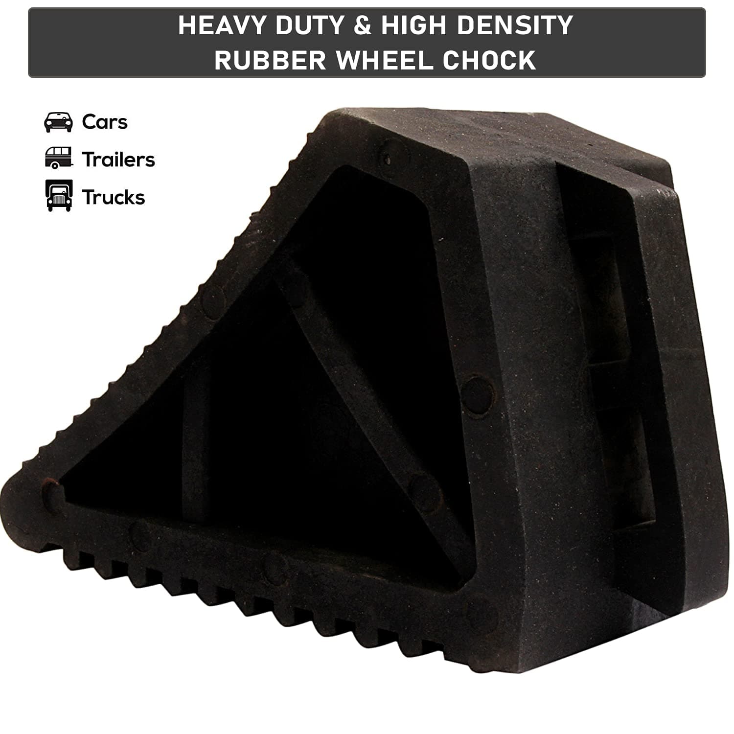 LADWA Rubber Wheel Chock Wheel Stopper Movable Heavy Duty Solid Rubber for Prevents Vehicles from Rolling During Maintenance or Storage (Pack of 2) view 2