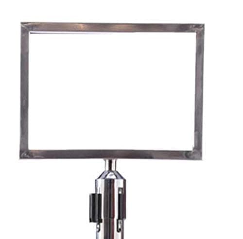 LADWA Set of 2 Q Please (Q Manager), 202 Grade Extendable 2.25 mtr Hook Type Stanchions Barrier Accessories Steel Barricade, Que Manager with A4 Sign Plate - Black Tape view 3