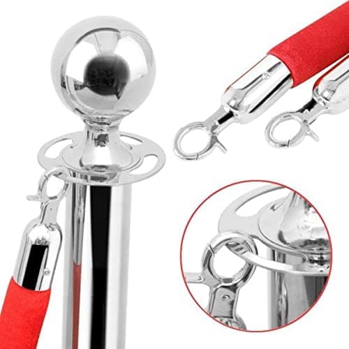 LADWA Set of 2 Silver Finish Q Please (Q Manager) with Red Velvet Rope for Ensuring Social Distancing, Queue Manager with 1.5m Rope, Barricade, Stanchions (Set of 2 Pillar and 1 Rope) view 4