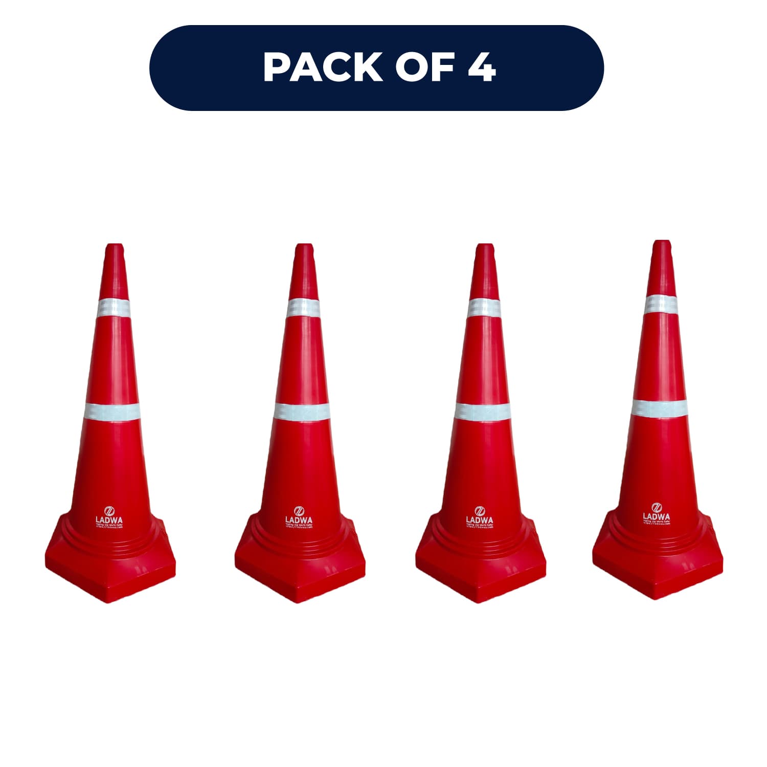 LADWA Safety Cones - Round Top-Hexa Base -Red-4.0Kg 750mm
(Pack -4)