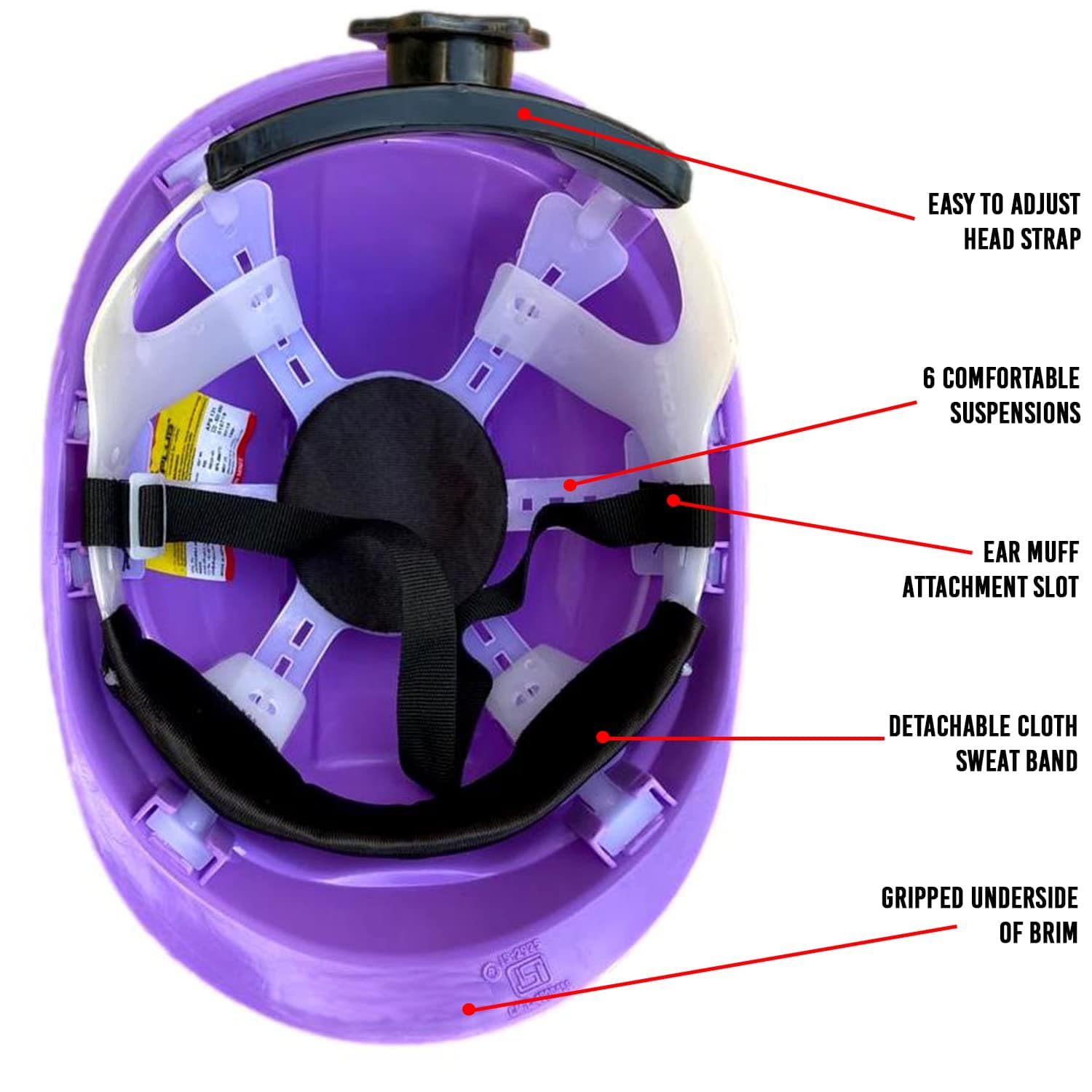 LADWA Purple Heavy Duty Safety Director Helmet Head Protection for Outdoor Work Head Safety Hat with ISI Mark (Pack of 2) view 3