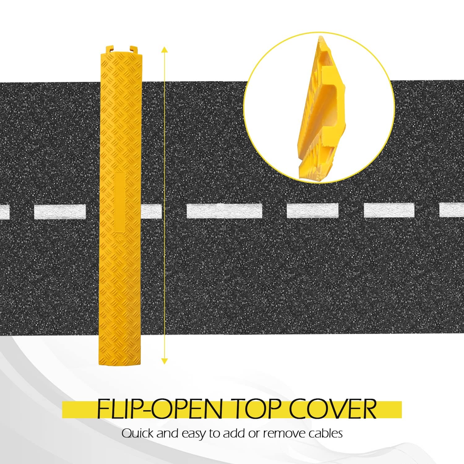 Ladwa Heavy Duty Rubber Cable Protector Bump/Hump Speed Breaker Heavy Duty Hose Cable Track Protector Protective Cover Wires Concealer Floor Cord Cover Cord Protector Yellow Smal (l Packof - 1) view 3