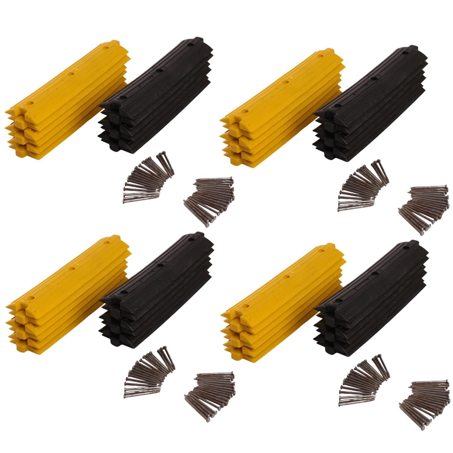 LADWA 48 Piece, 24 Mtrs Plastic Rumblers Safety Speed Breaker in Black & Yellow Color for High Visibility - (24 X Yellow & 24 X Black)