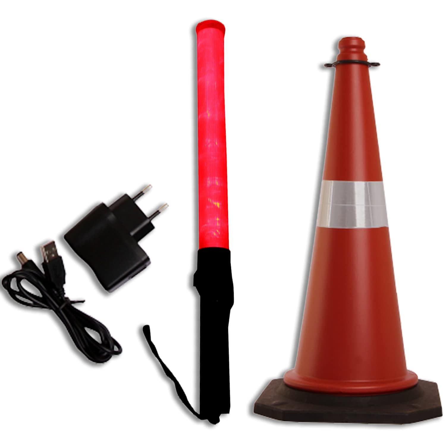 LADWA Combo 2 Pcs of Traffic Safety Cone and Traffic Safety Light Stick Baton Blinking Option with 2 Flashing Modes (Lenght - 20 Inch) (1 X Traffic Safety Cone + 1 X Baton) view 2