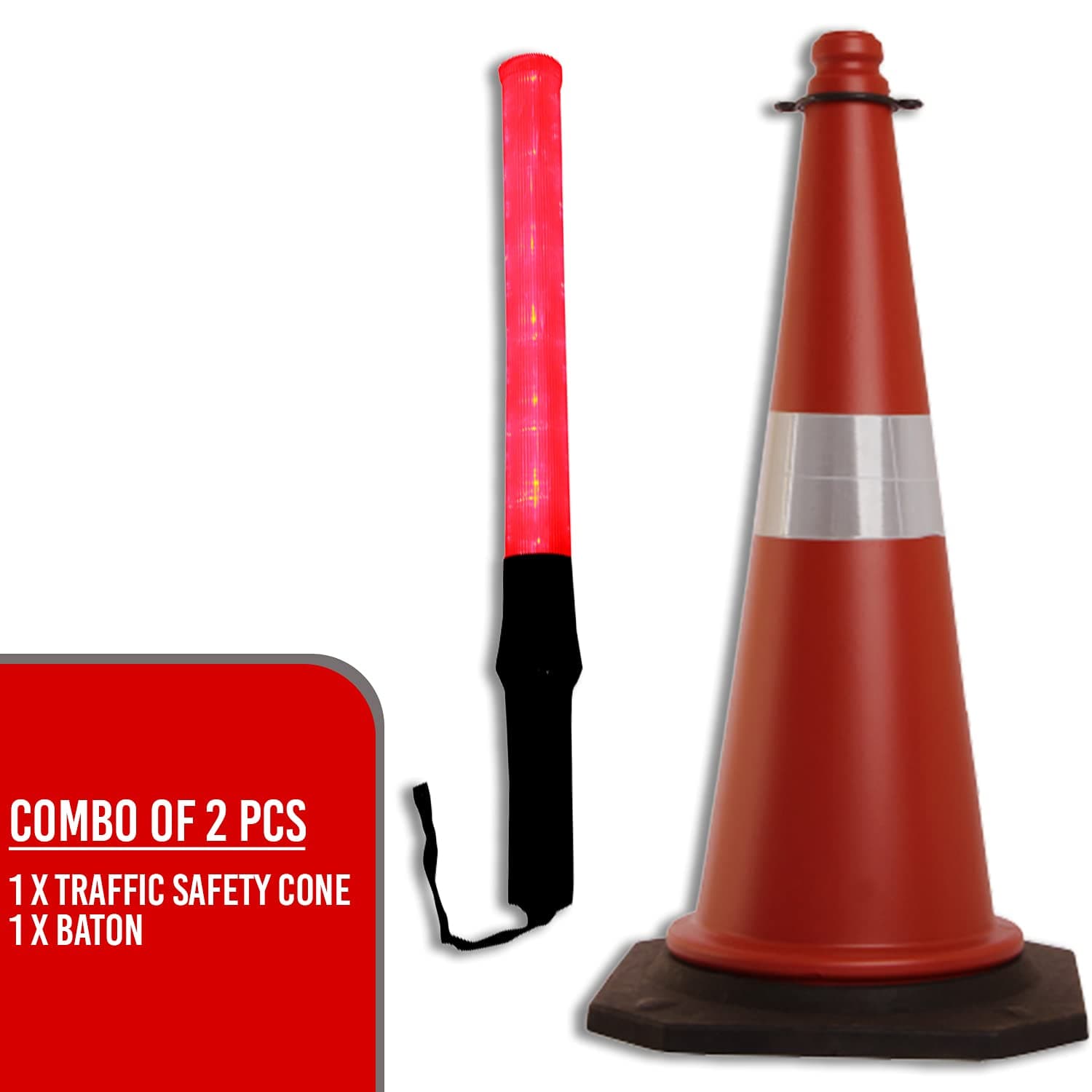 LADWA Traffic Safety Cone and Rechargeable Traffic Safety Light Stick Baton Blinking Option with 3 Flashing Modes (Lenght - 20 Inch) (1 X Traffic Safety Cone + 1 X Baton) view 5