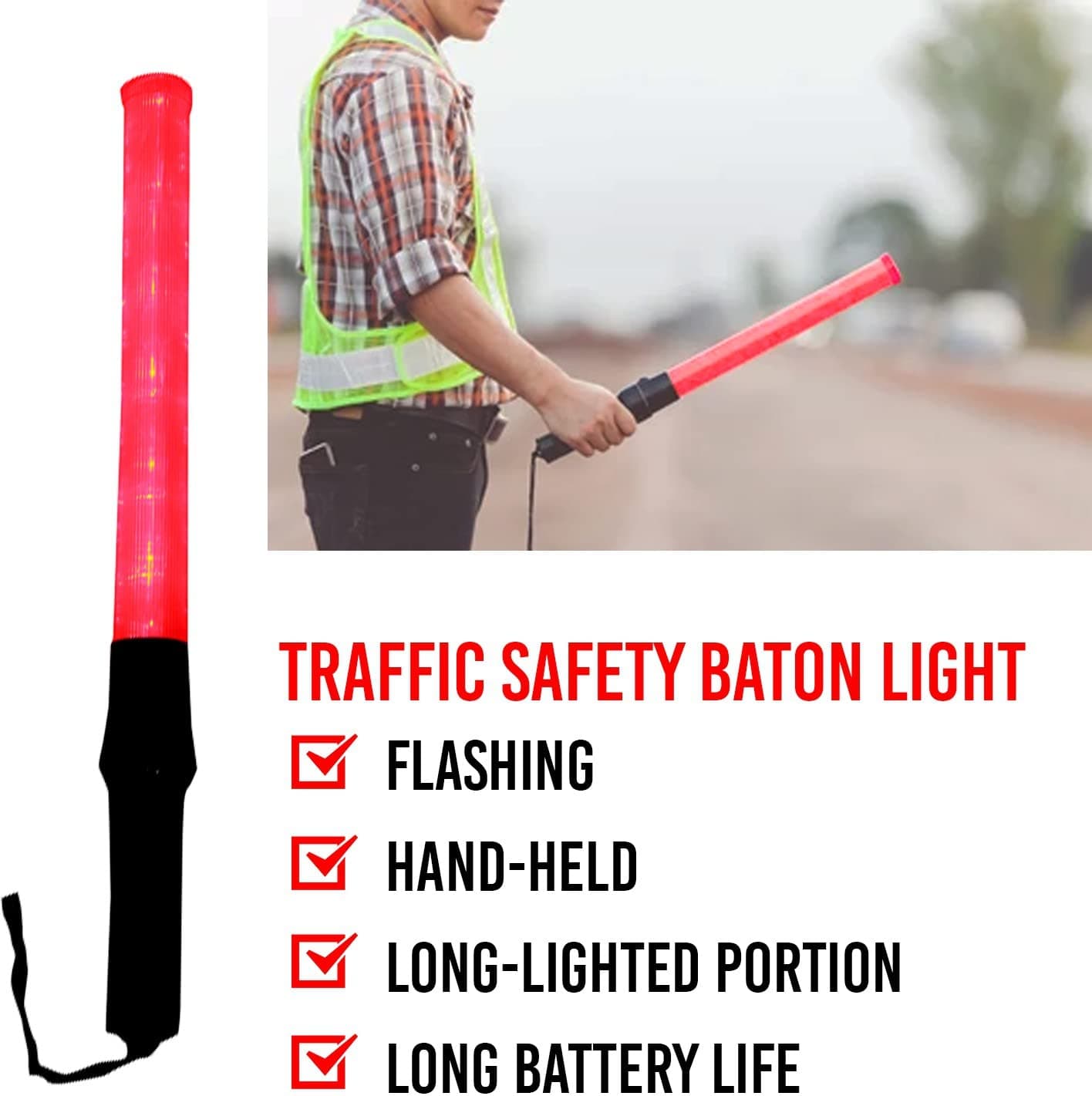 Ladwa RechargeableBaton For Outdoor Safety Traffic Signal Warning light Stick Baton for Parking Guides And Multipurpose (Lenght - 20 Inch) (Pack of 3) view 3
