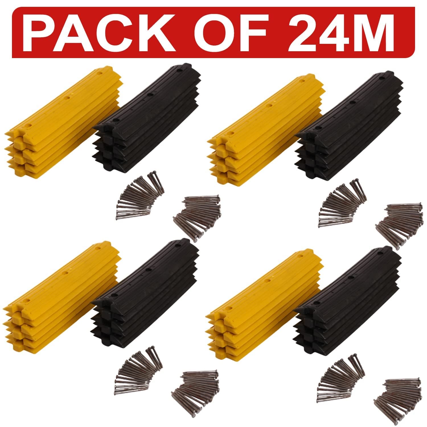 LADWA 110 Piece, 55 Mtrs Rubber Rumblers Safety Speed Breaker in Black & Yellow Color for High Visibility - (1 X Yellow & 1 X Black) view 2