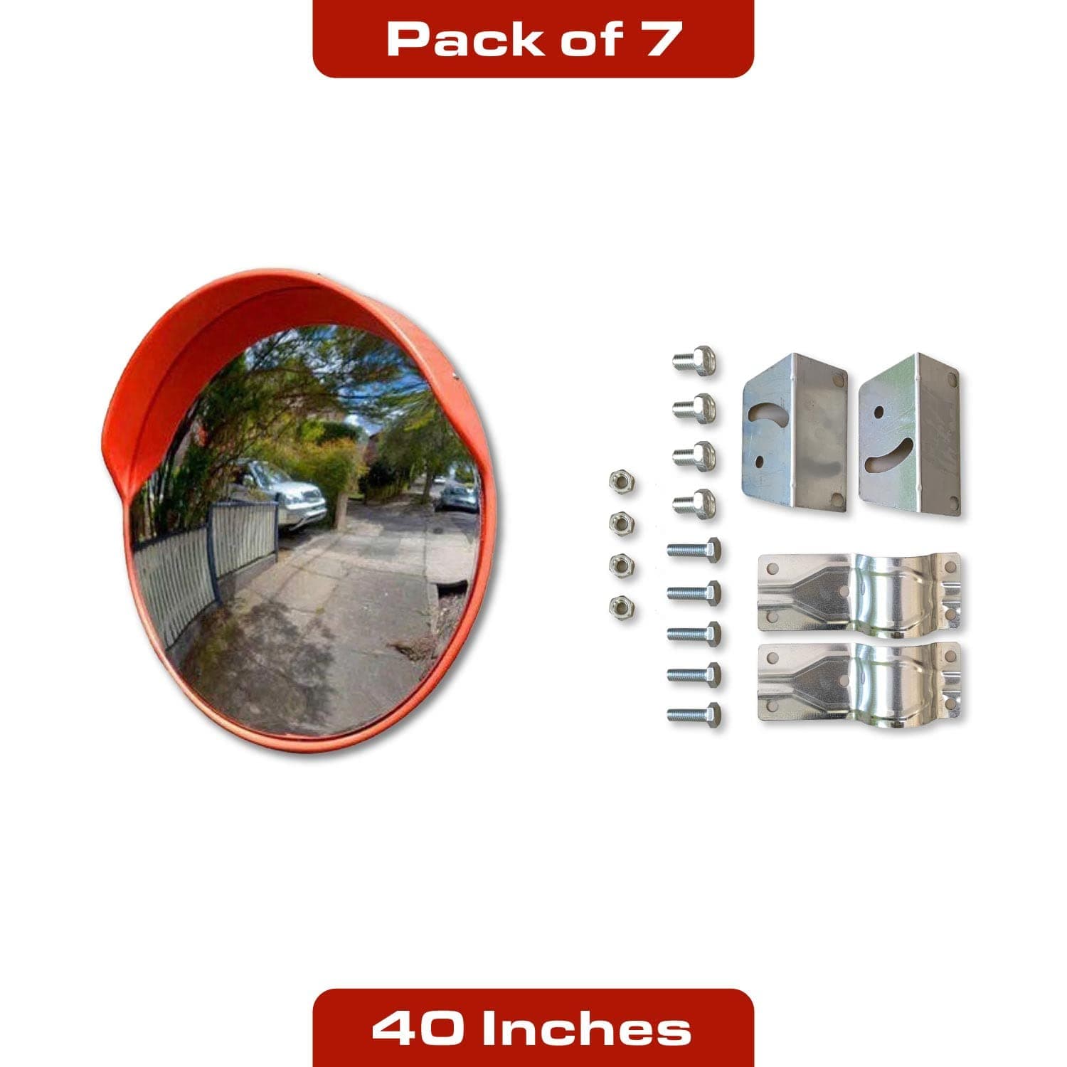 LADWA Parking Safety Convex Mirror with Adjustable Fixing Bracket (Orange, Diameter 40 Inches / 100 CM) P7 view 3