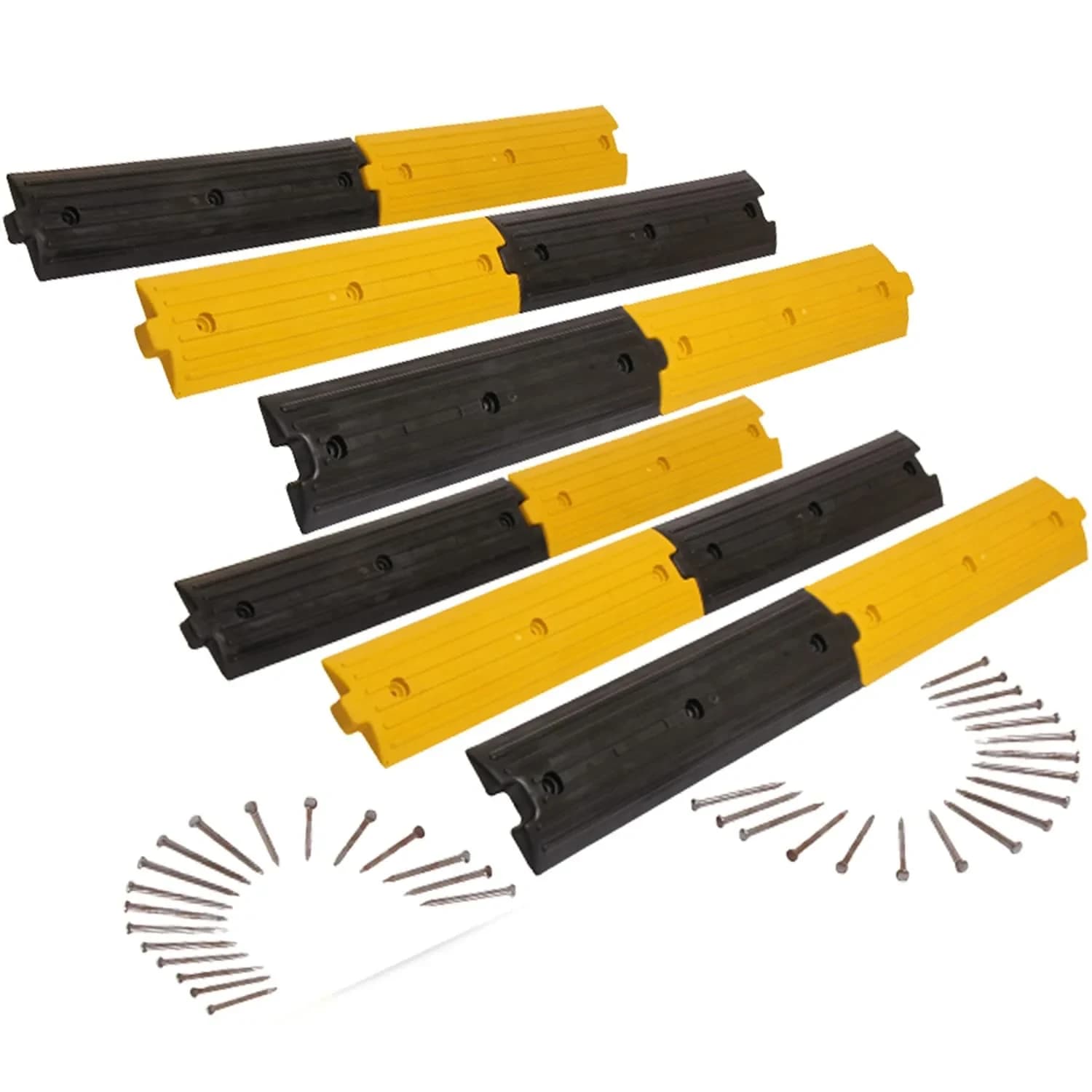 LADWA 6 Pieces, Mtrs Rubber Rumblers Safety Speed Breaker in Black & Yellow Color for High Visibilit