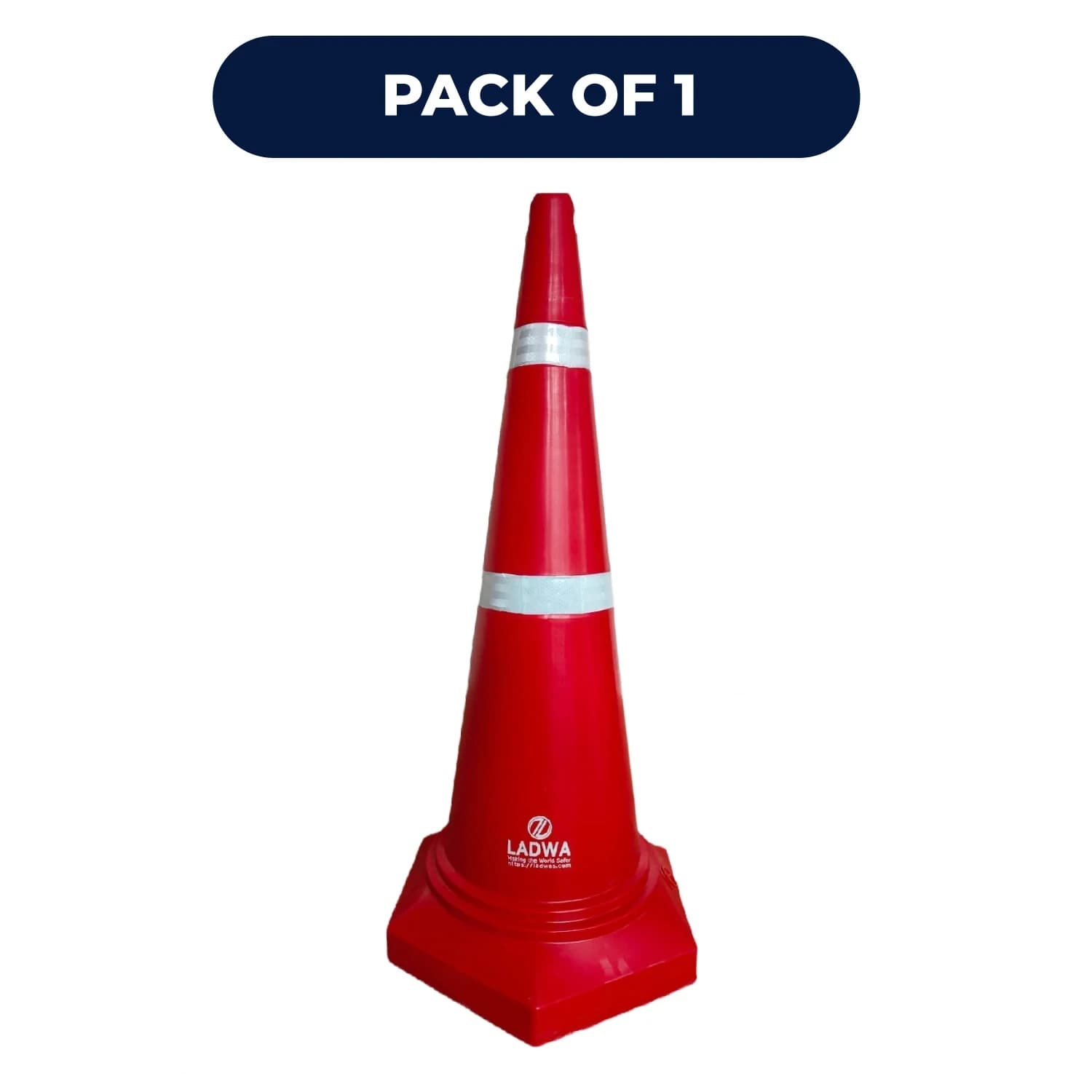 LADWA Safety Cones - Round Top-Hexa Base -Red-4.0Kg 1000mm (Pack -1)