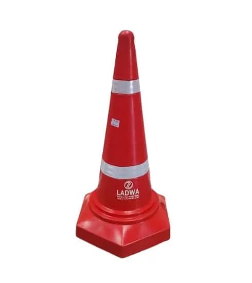 LADWA Safety Cones - Round Top-Hexa Base -RED-4.0 Kg 750mm (Pack -1)