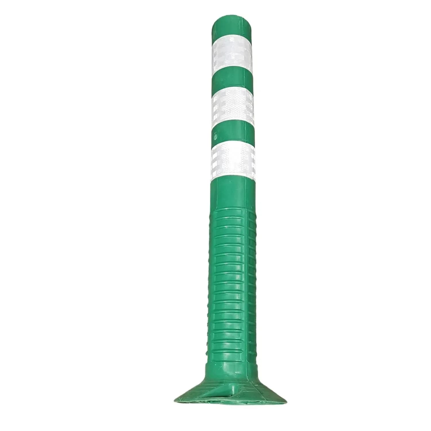 Ladwa Flexible Plastic Spring Post Green,(Pack of 1) High Grade Elastomeric Polymer Material With 3 White Reflective Tapes Easy To Install Safety T-Top Bollard Barrier Parking Block (Green).