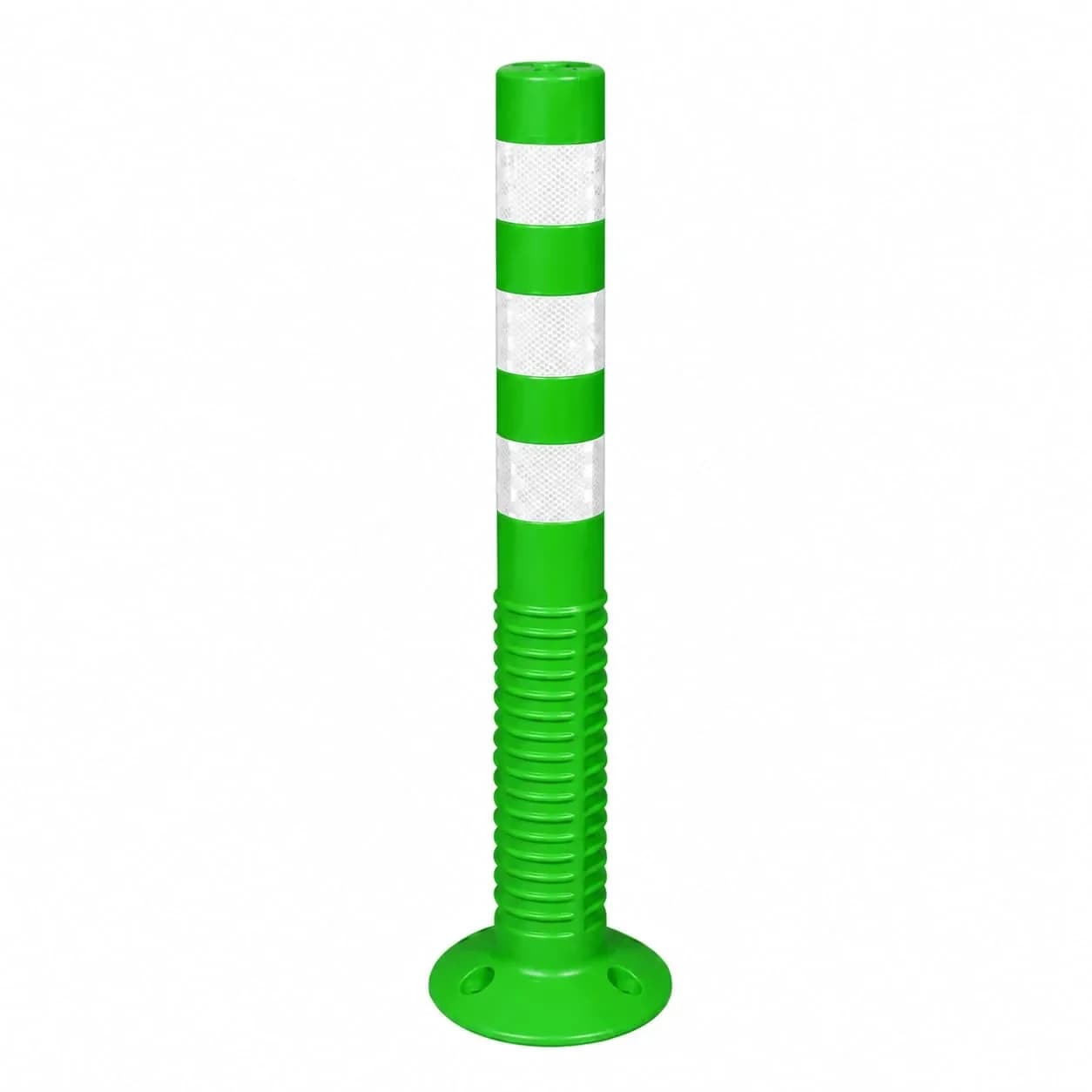 Ladwa Flexible Plastic Spring Post Green,(Pack of 1) High Grade Elastomeric Polymer Material With 3 White Reflective Tapes Easy To Install Safety T-Top Bollard Barrier Parking Block (Green).