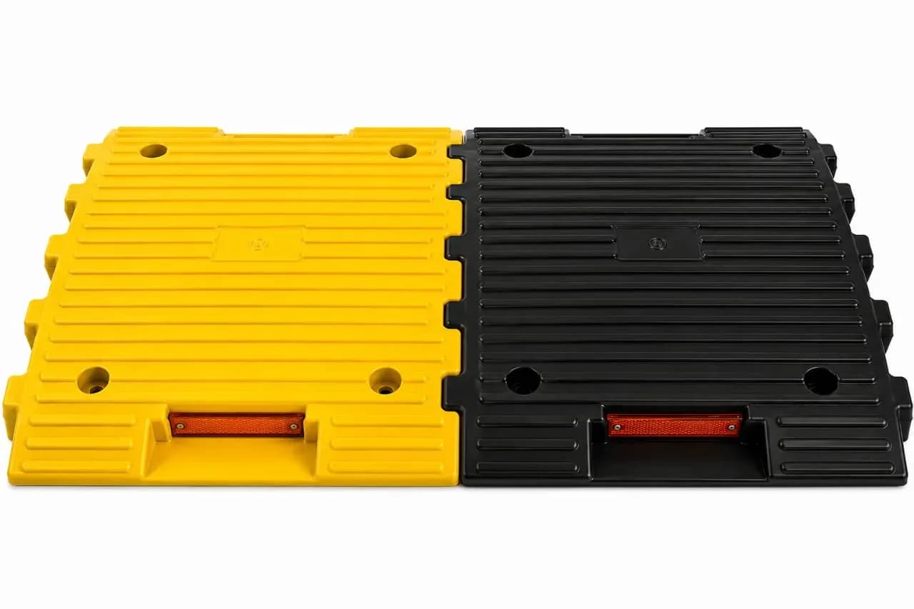 LADWA 1 Mtr 50mm Heavy Duty Plastic Road Hump Safety Speed Breaker in Black & Yellow Colour for High Visibility