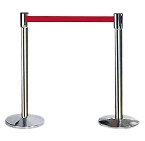 LADWA Q Please (Q Manager), 202 Grade Extendable 2.25 m Hook Type Stanchions Barrier Accessories Steel Barricade, Que Manager - Red - Set of 2