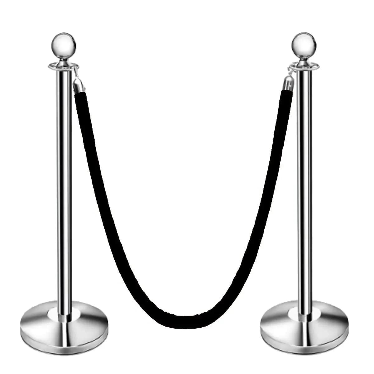 LADWA Set Silver Finish Q Please (Q Manager) with Black Velvet Rope