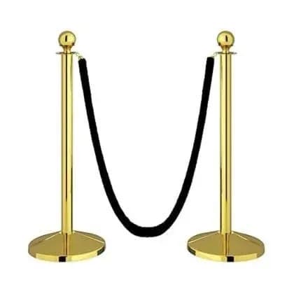 LADWA Set of Golden Finish Q Post with Black Velvet Rope