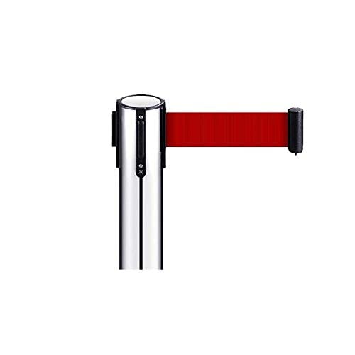 LADWA Set of 4, Q Please (Q Manager) with Red Belt (Steel), Barrier Stanchions | Queue Manager | Crowd Manager - Pack of 4