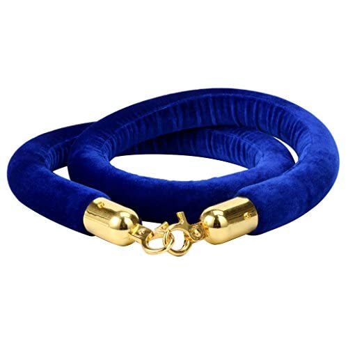 LADWA Set of 2 Silver Finish Q Please (Q Manager) with Blue Velvet Rope for Ensuring Social Distancing, Queue Manager with 1.5m Rope, Barricade, Stanchions (Set of 2 Pillar and 1 Rope)