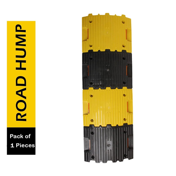 LADWA 1 Mtr Plastic Road Hump Safety Speed Breaker in Black & Yellow Colour for High Visibility - Pack of 1, (2X Yellow - 2 X Black)