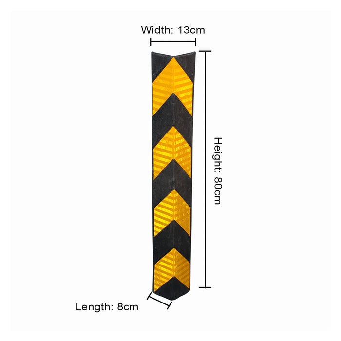 LADWA 800mm, 5 Pieces Parking Safety Pillar Guard, Rubber Corner L Shaped Guard with Yellow Reflective Tapes For High Visibility